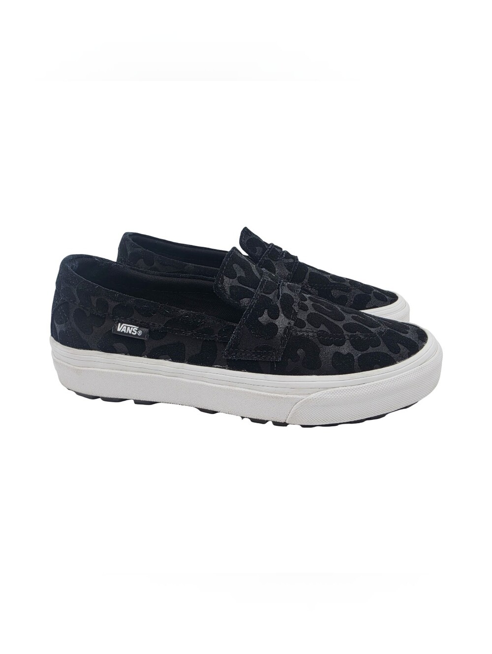 VANS Style 53 Embossed Suede Loafers Black Leopard Creeper 6.5W, 5M